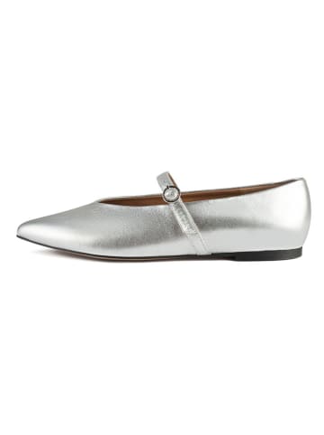 loft37 Leder-Spangenballerinas in Silber