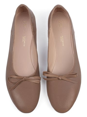 loft37 Skórzane baleriny w kolorze jasnobrązowym