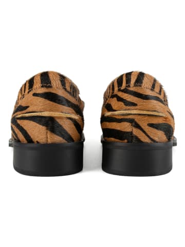 loft37 Leder-Mokassins in Hellbraun/ Schwarz