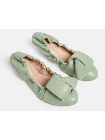 loft37 Skórzane baleriny w kolorze zielonym