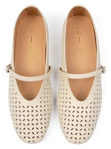 loft37 Skórzane baleriny w kolorze beżowym