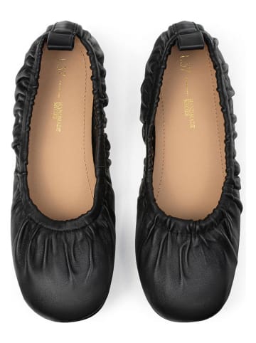 loft37 Skórzane baleriny w kolorze czarnym
