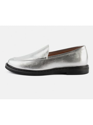 loft37 Leder-Slipper "Cross The Line" in Silber