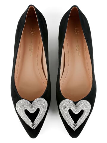 loft37 Skórzane baleriny w kolorze czarnym