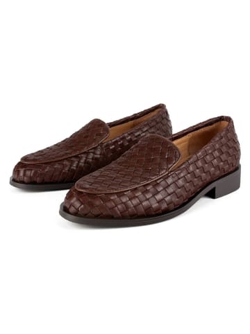 loft37 Skórzane mokasyny w kolorze brązowym