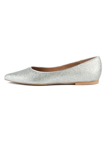 loft37 Skórzane baleriny w kolorze srebrnym