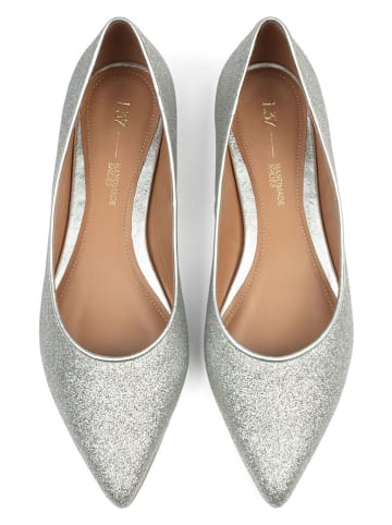 loft37 Leder-Ballerinas in Silber