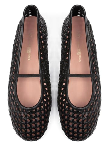 loft37 Leder-Spangenballerinas in Schwarz