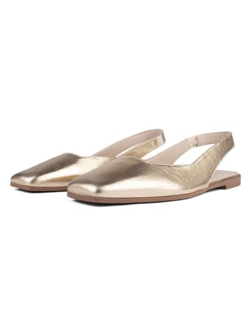 loft37 Leder-Slingballerinas in Gold