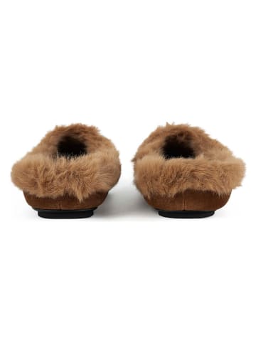 loft37 Leder-Pantoletten in Hellbraun