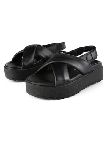 loft37 Skórzane sandały w kolorze czarnym