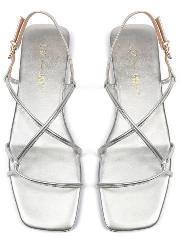 loft37 Skórzane sandały "Ocean Blue" w kolorze srebrnym