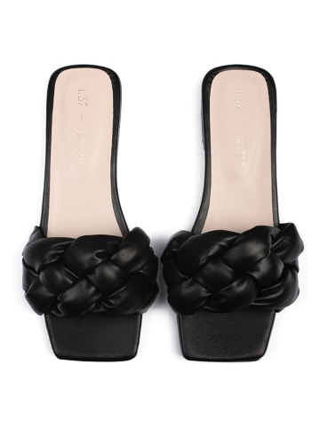 loft37 Skórzane klapki w kolorze czarnym