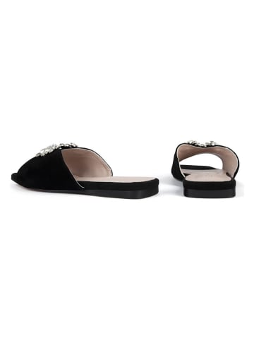 loft37 Skórzane klapki w kolorze czarnym