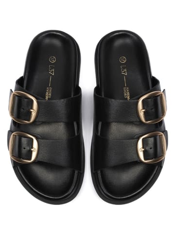 loft37 Skórzane klapki w kolorze czarnym