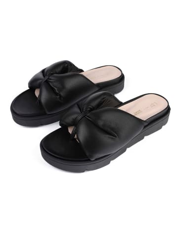 loft37 Leder-Pantoletten "Salt Water" in Schwarz