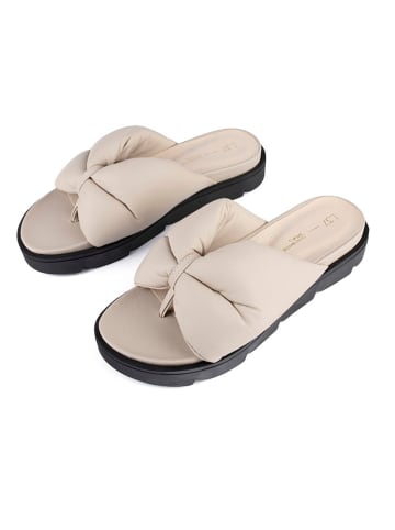 loft37 Leder-Pantoletten "Salt Water" in Creme