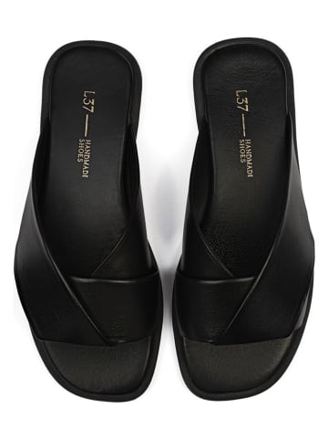 loft37 Skórzane klapki w kolorze czarnym