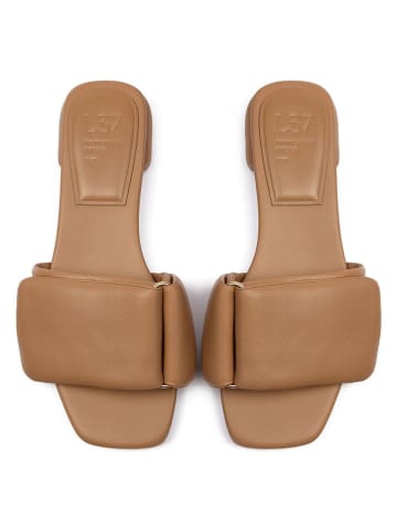 loft37 Skórzane klapki w kolorze jasnobrązowym