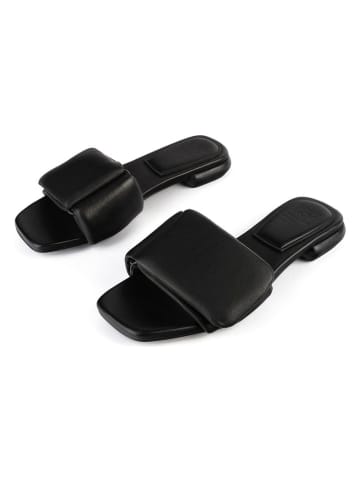 loft37 Skórzane klapki w kolorze czarnym