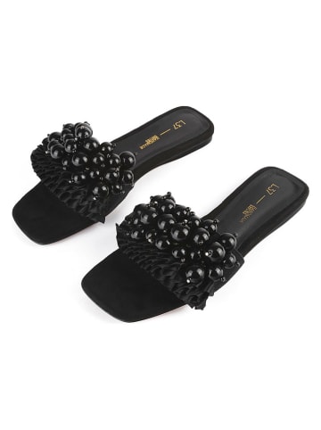 loft37 Leder-Pantoletten in Schwarz