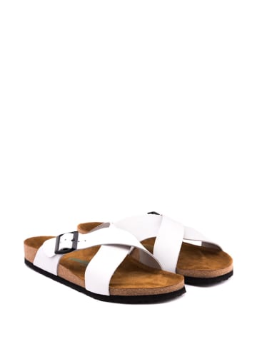 Comfortfusse Leren slippers wit