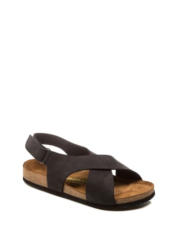 Comfortfusse Leder-Sandalen in Schwarz