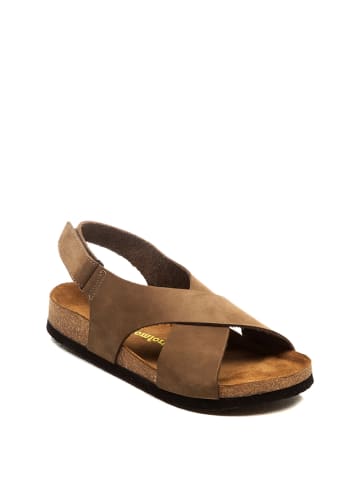 Comfortfusse Leder-Sandalen in Sand