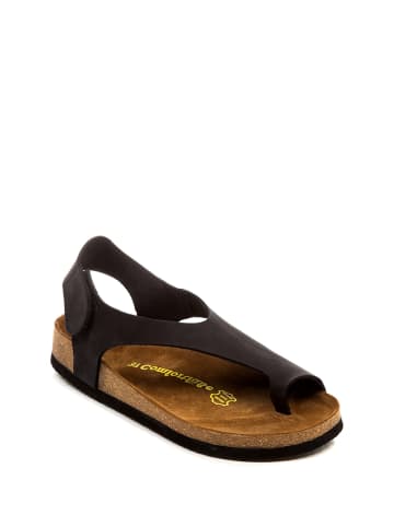 Comfortfusse Leren teensandalen zwart