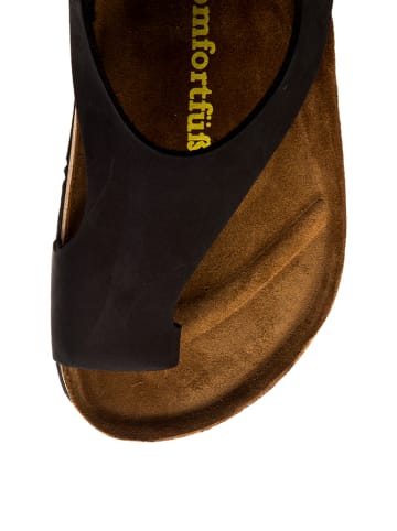 Comfortfusse Leren teensandalen zwart