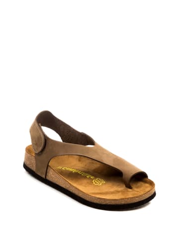 Comfortfusse Leder-Zehensandalen in Sand