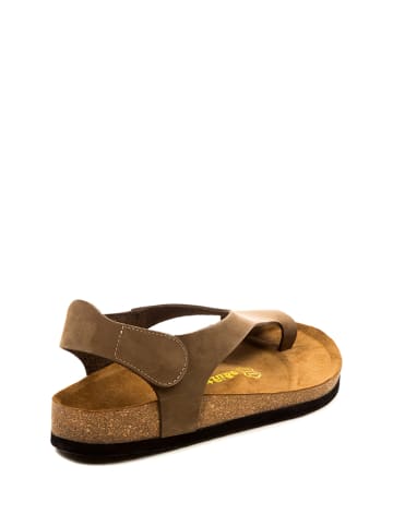 Comfortfusse Leder-Zehensandalen in Sand
