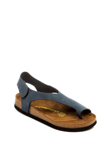 Comfortfusse Leder-Zehensandalen in Dunkelblau
