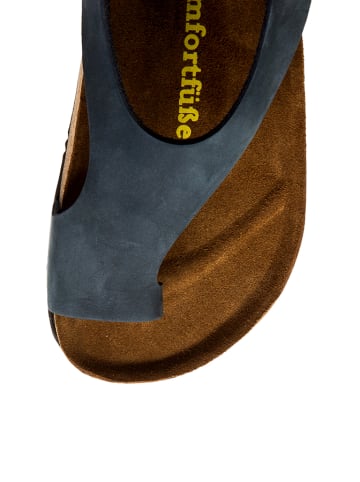 Comfortfusse Leren teensandalen donkerblauw
