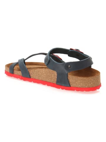 Comfortfusse Leder-Zehensandalen in Dunkelblau