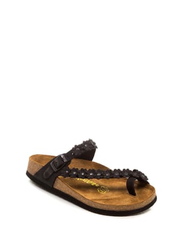 Comfortfusse Leder-Zehentrenner in Schwarz