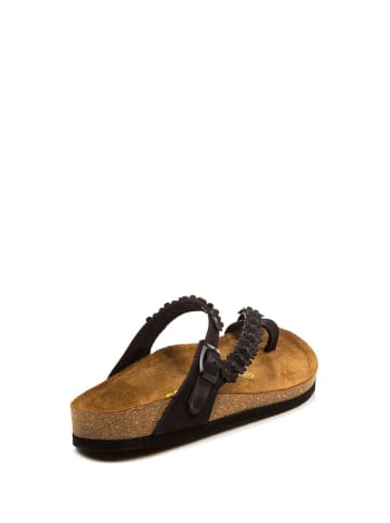 Comfortfusse Leren teenslippers zwart