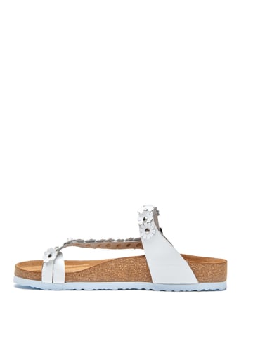 Comfortfusse Leder-Zehentrenner in Weiß