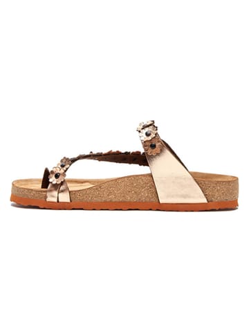 Comfortfusse Leren teenslippers roségoudkleurig