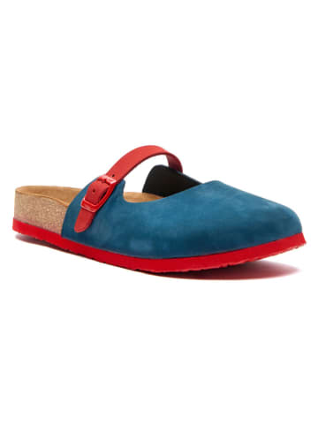 Comfortfusse Skórzane chodaki "Kelly" w kolorze czerwono-niebieskim