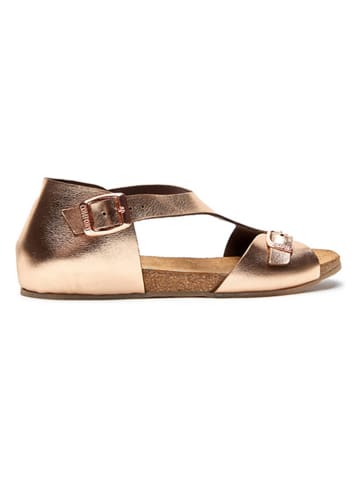 Comfortfusse Leren sandalen roségoudkleurig