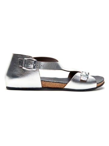 Comfortfusse Leder-Sandalen in Silber