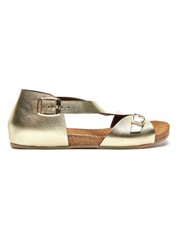 Comfortfusse Leder-Sandalen in Gold
