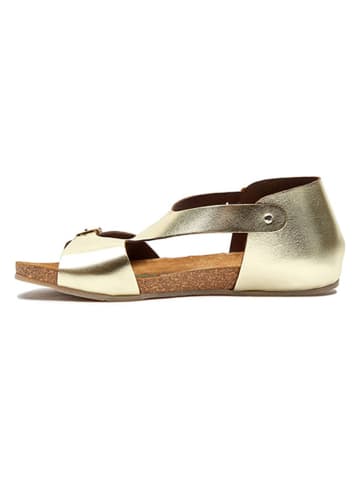 Comfortfusse Leder-Sandalen in Gold