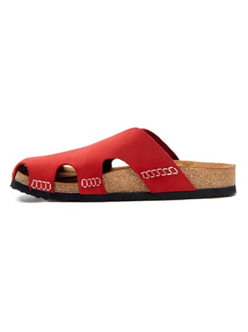 Comfortfusse Leren clogs rood