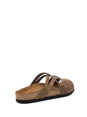 Comfortfusse Leder-Pantoletten in Sand