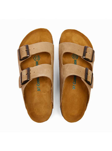 Comfortfusse Leren slippers "Troy" beige