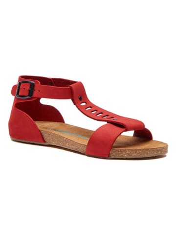 Comfortfusse Leren sandalen rood