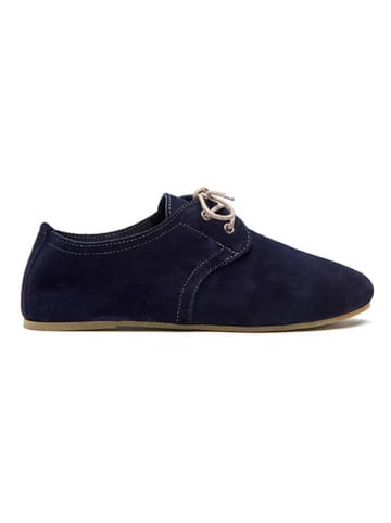 Comfortfusse Leren veterschoenen donkerblauw
