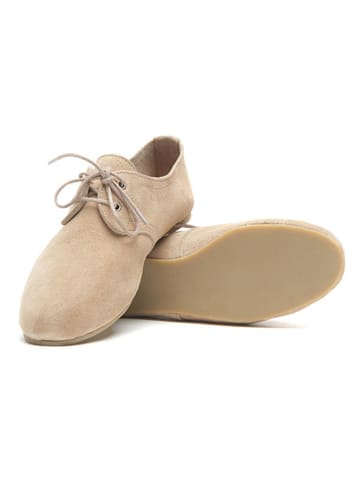 Comfortfusse Leren veterschoenen beige